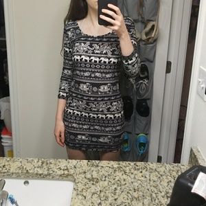 Long sleeve black elephant dress